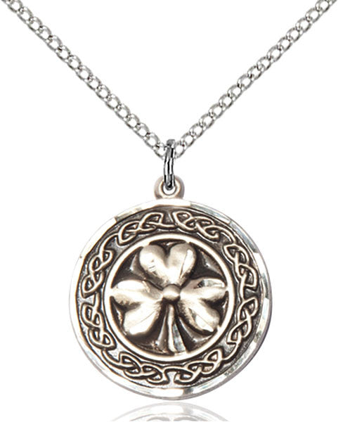 Sterling Silver SHAMROCK W/ CELTIC BORDER Pendant