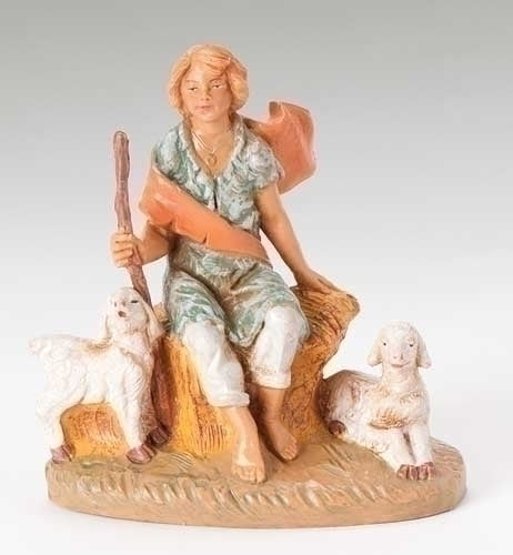 Peter, sitting shepherd, 5" Scale [Fontanini]