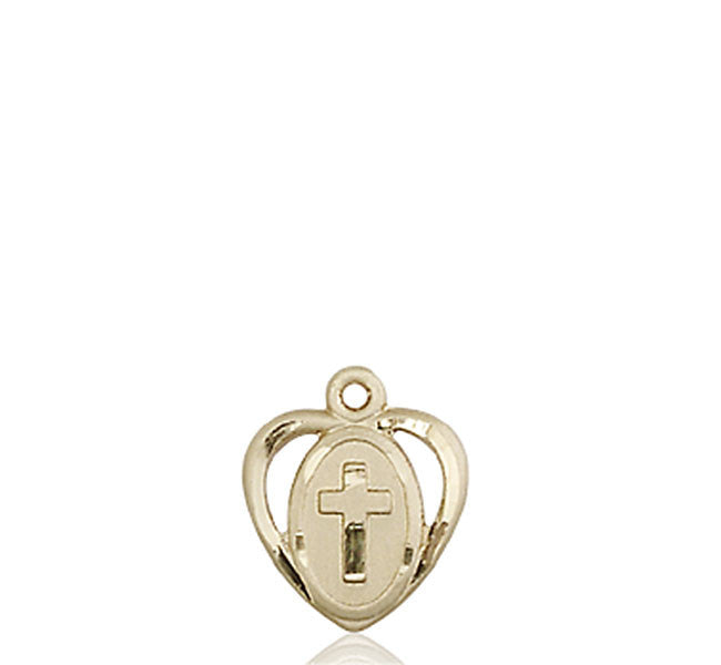 14kt Gold Heart / Cross Medal