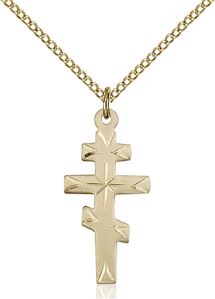 Colgante de cruz ortodoxa griega llena de oro