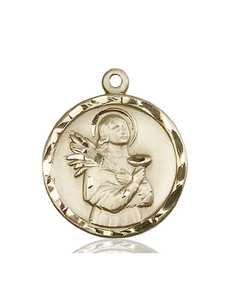 Medalla de Santa Lucía de oro de 14 kt