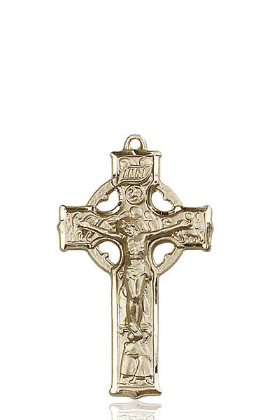 Medalla de crucifijo celta de oro de 14kt