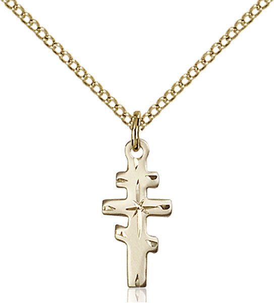 Colgante de cruz ortodoxa griega llena de oro