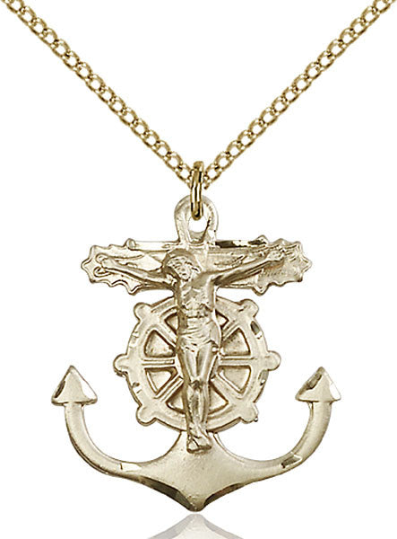 Gold Filled Anchor Crucifix Pendant