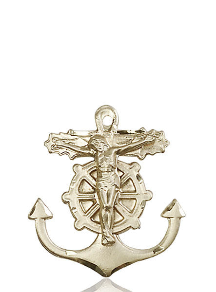 14kt Gold Anchor Crucifix Medal