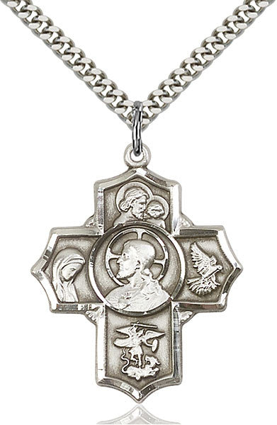 Sterling Silver Sacred Heart 5-Way Pendant