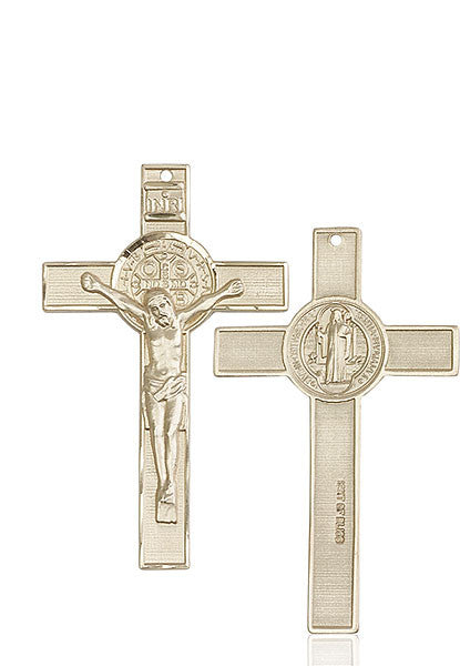 Medalla de crucifijo de San Benito de oro de 14 quilates