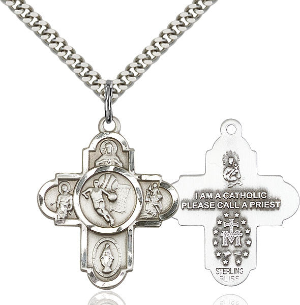 Sterling Silver 5-Way / Basketball Pendant