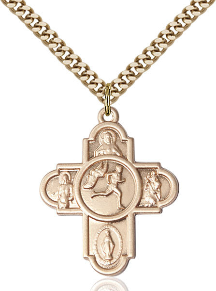 Gold Filled 5-Way Track&Field Pendant