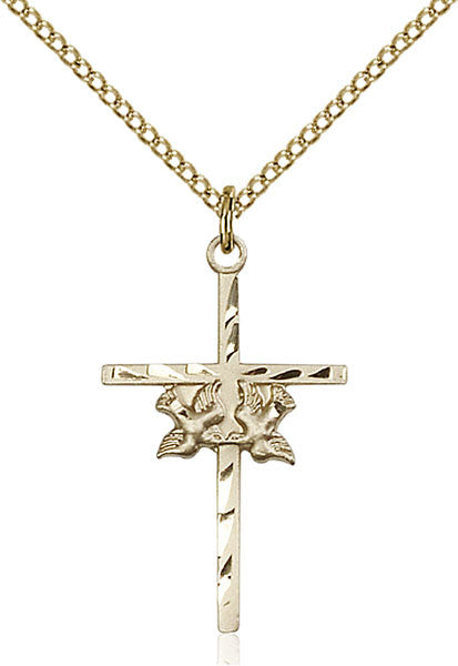 Gold Filled Doves / Cross Pendant