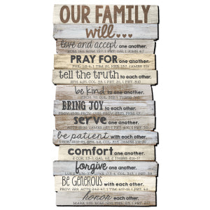 Our Family will... Wall Plaque 16.5" x 8.5"