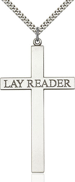 Colgante de cruz de lector laico de plata de ley