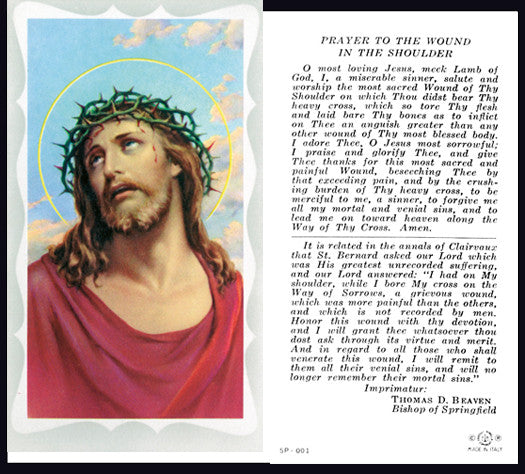 Wound In The Shoulder Holy Card