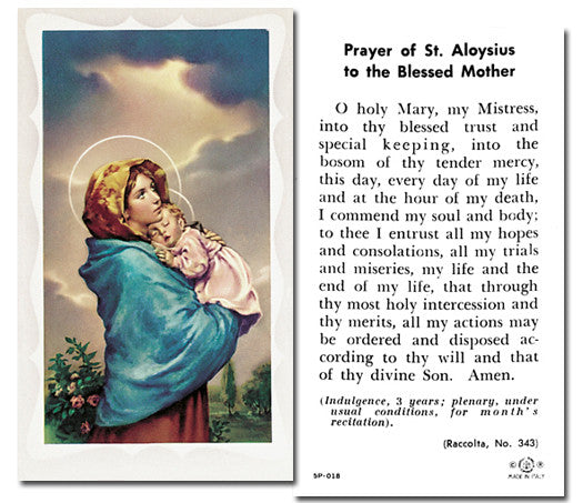 Prayer of St. Aloysius to Blessed Mother