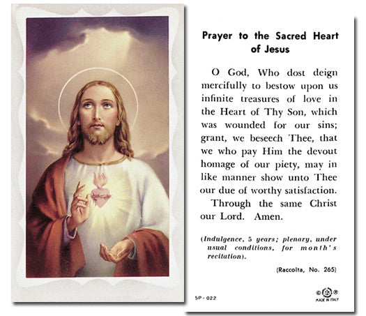 Sacred Heart Of Jesus Holy Card