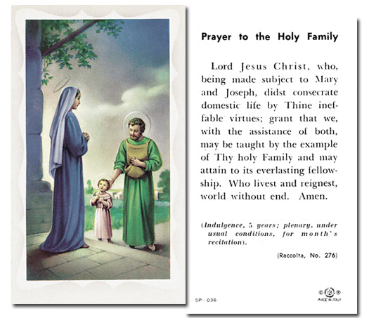 Holy Family W/Prayer Holy Card