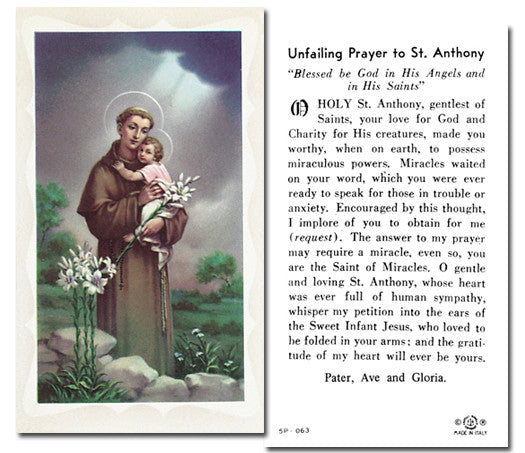 St Anthony Unfailing Prayer