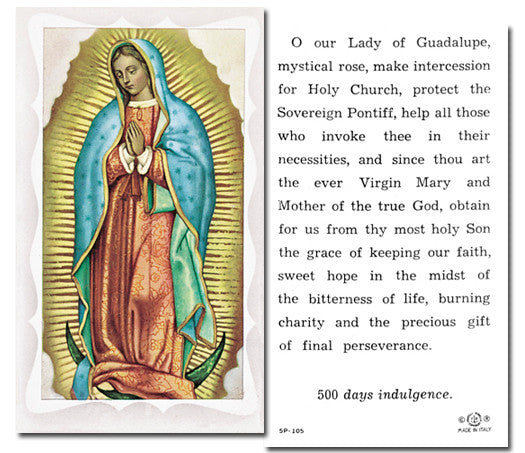 Tarjeta Santa de Nuestra Señora de Guadalupe