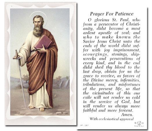 St Paul With Prayer Holy Card