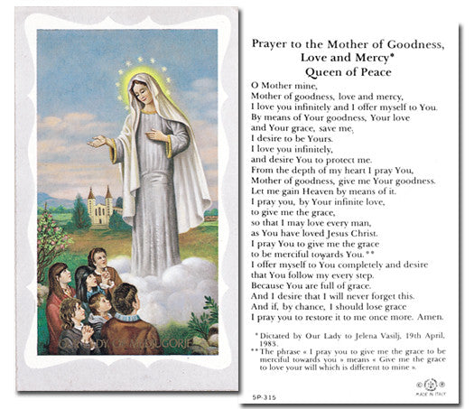 Our Lady of Medjugorje Prayer Card