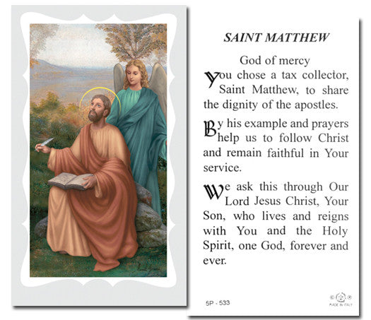 St Matthew Holy Card With