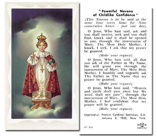 Infant Of Prague Holy Card