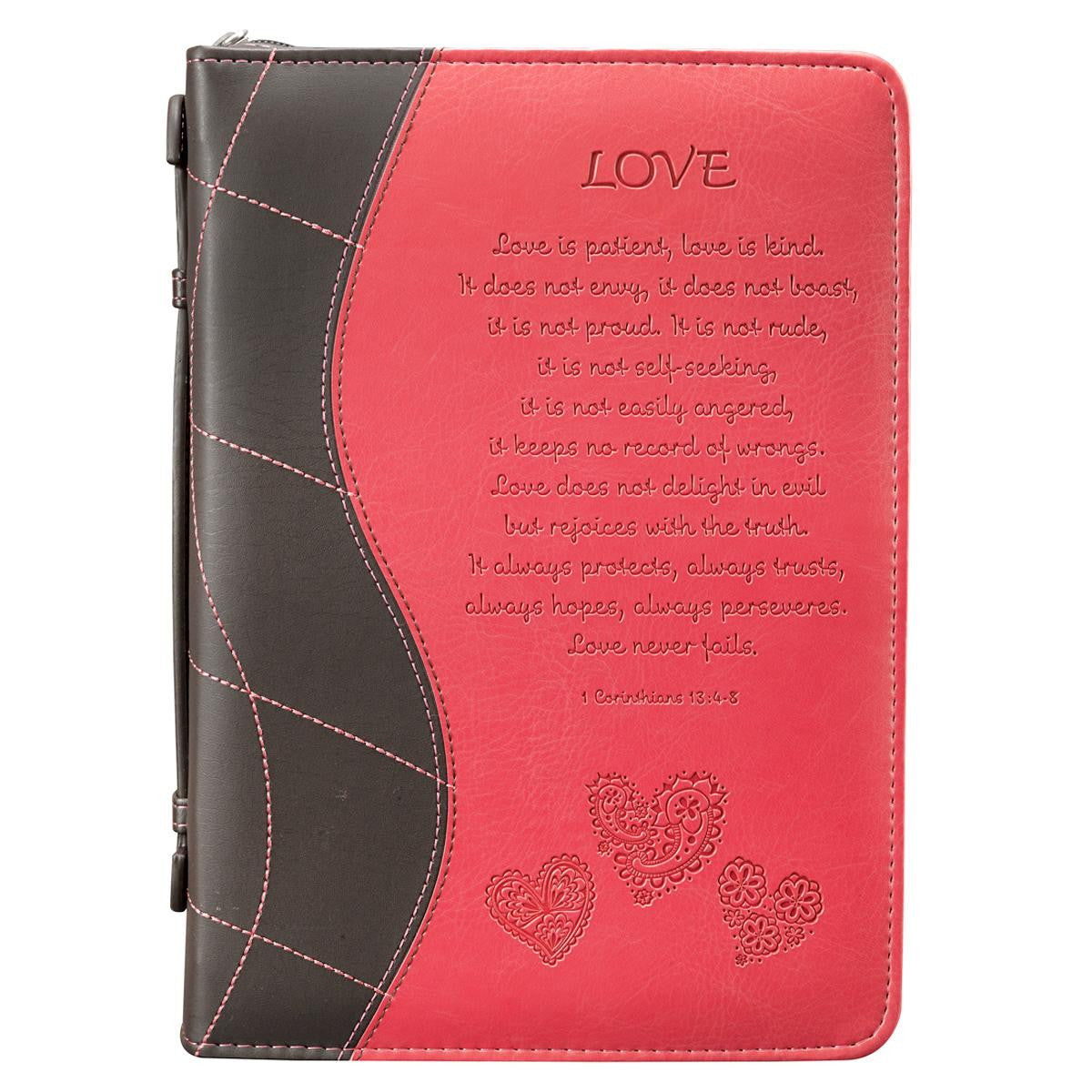 1 Corinthians 13:4-8 Fabric Large Pink/Brown Bible Cover Religious Articles Christian Art Gifts Inc - St. Cloud Book Shop