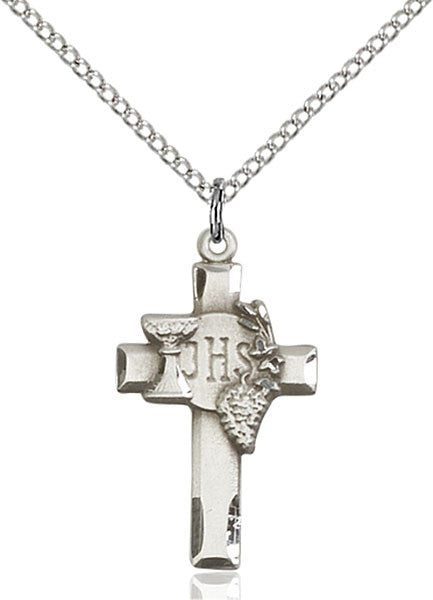 Sterling Silver Cross w/IHS Grapes Pendant