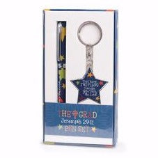 Pen Set-Colorful Graduation W/Key Chain (Jeremiah 29:11)