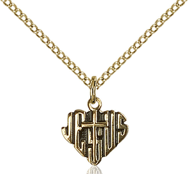 Gold Filled Heart of Jesus / Cross Pendant