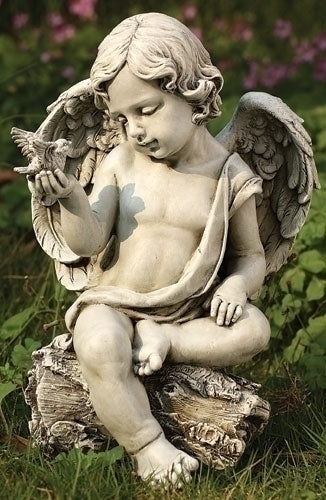 Cherub With Dove Outdoor Statue