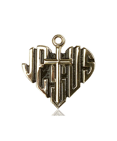 14kt Gold Heart of Jesus / Cross Medal