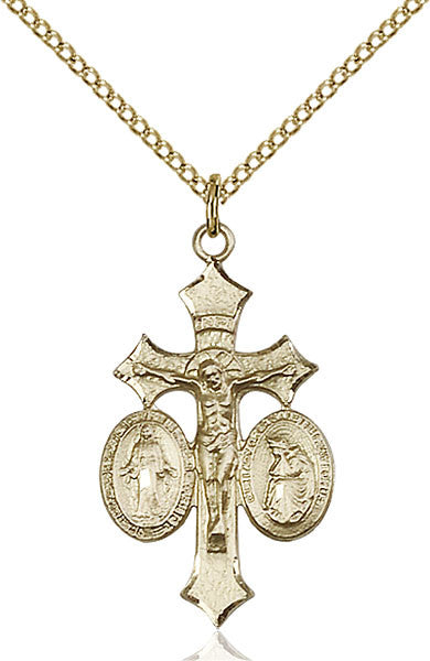 Gold Filled Jesus, Mary, O/L of La Salette Pendant
