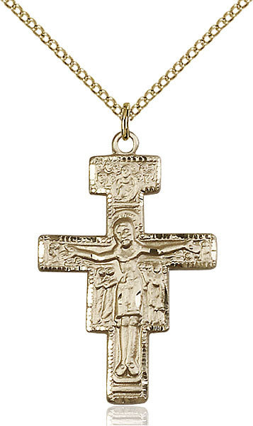 Colgante de crucifijo de San Damián lleno de oro