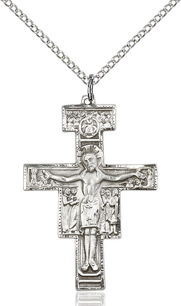 Colgante Crucifijo de San Damián en Plata de Ley