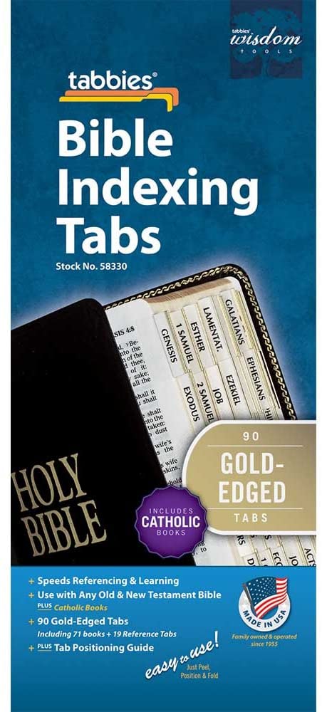Pestañas de indexación de la Biblia con bordes dorados católicos de Tabbies 