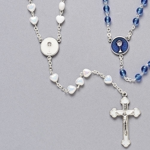 First Communion Rosary White