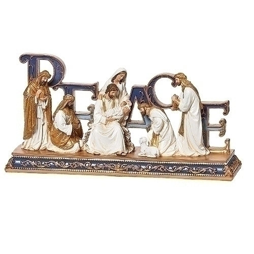 Peace Nativity with Blue and Gold Scene 5.75"