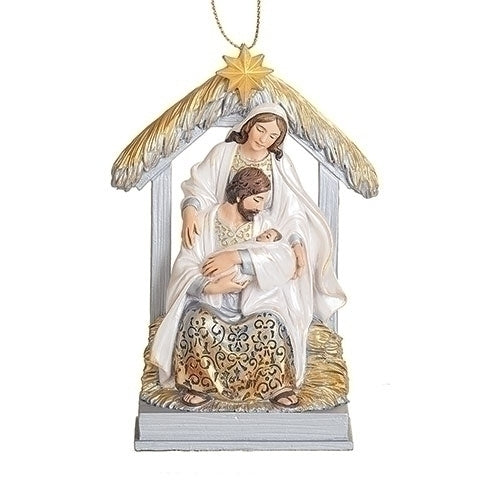 Holy Family with Stable Ornament 5"