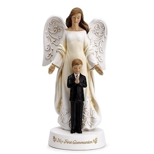 First Communion Angel with Praying Boy Figure