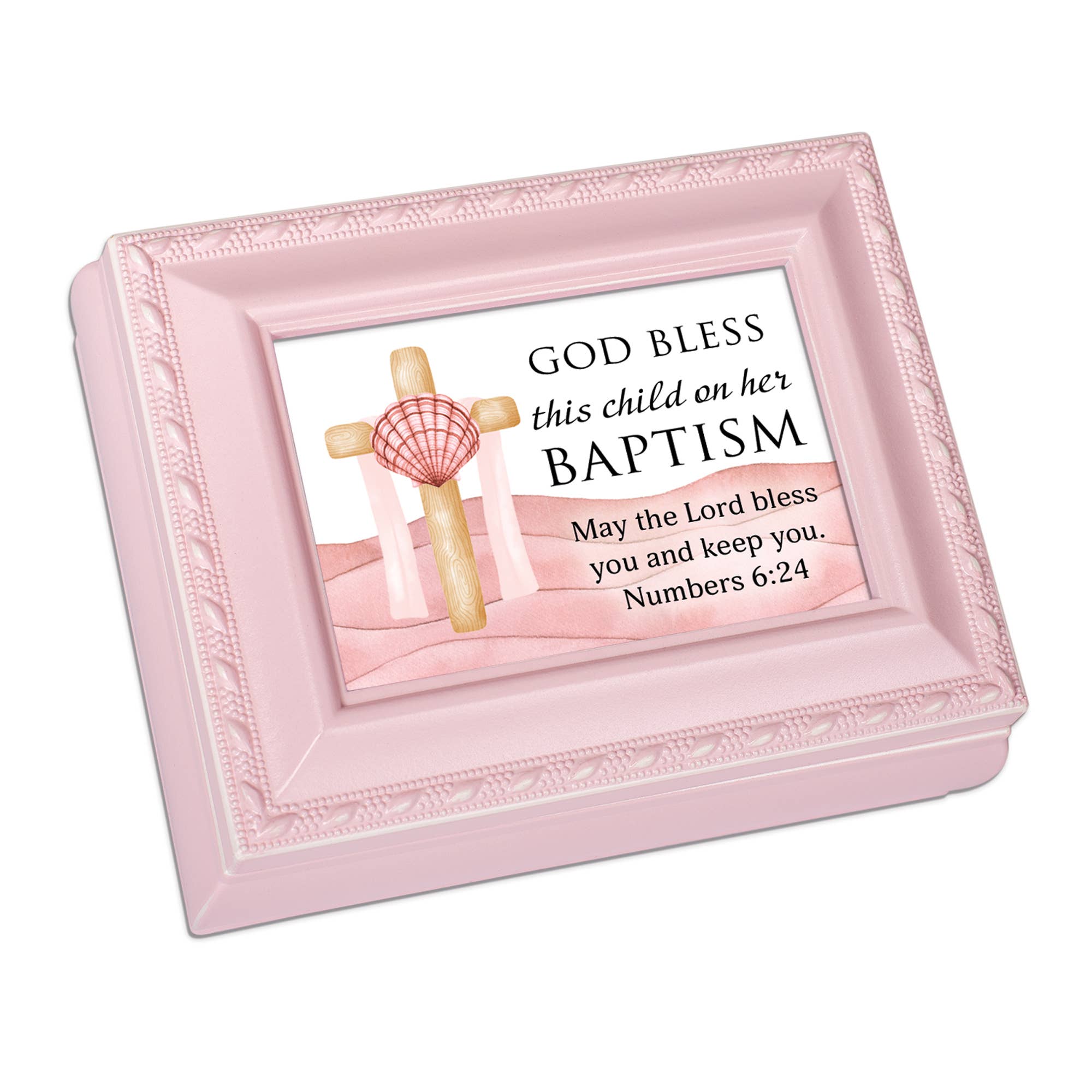 KeepsakeBox God Bless Child Baptism Pink