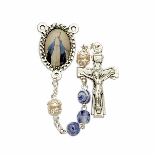 6mm Blue Glass Rosary