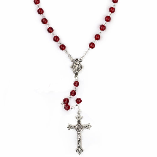6mm Glass Red Rosary