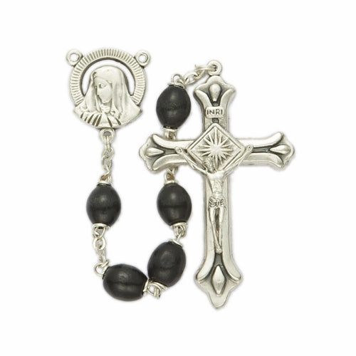 Black Oval Wood Rosary