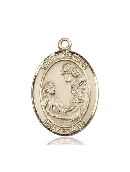 Medalla de Santa Cecilia en oro de 14kt