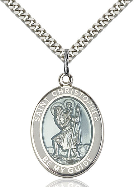 Sterling Silver St. Christopher White Border Penda