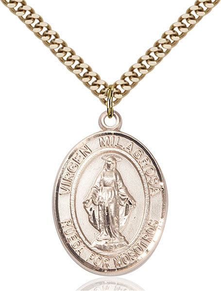 Gold Filled Virgen Milagrosa Pendant