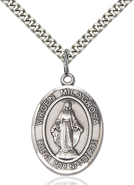 Sterling Silver Virgen Milagrosa Pendant