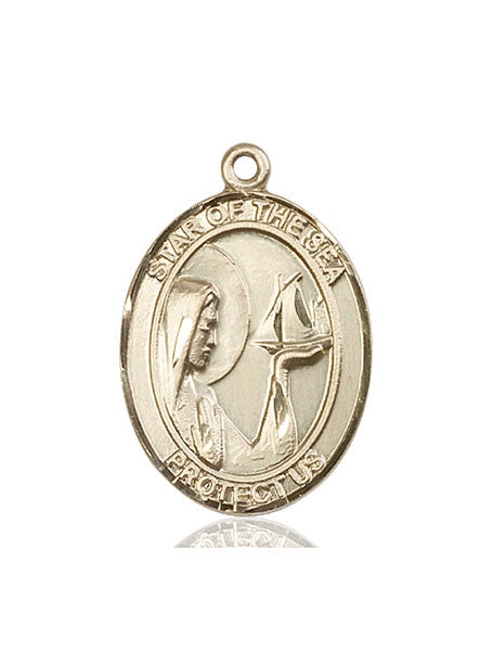 14kt Gold O/L Star of the Sea Medal