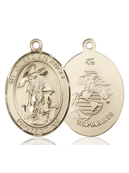 Medalla de ángel de la guarda en oro de 14 kt